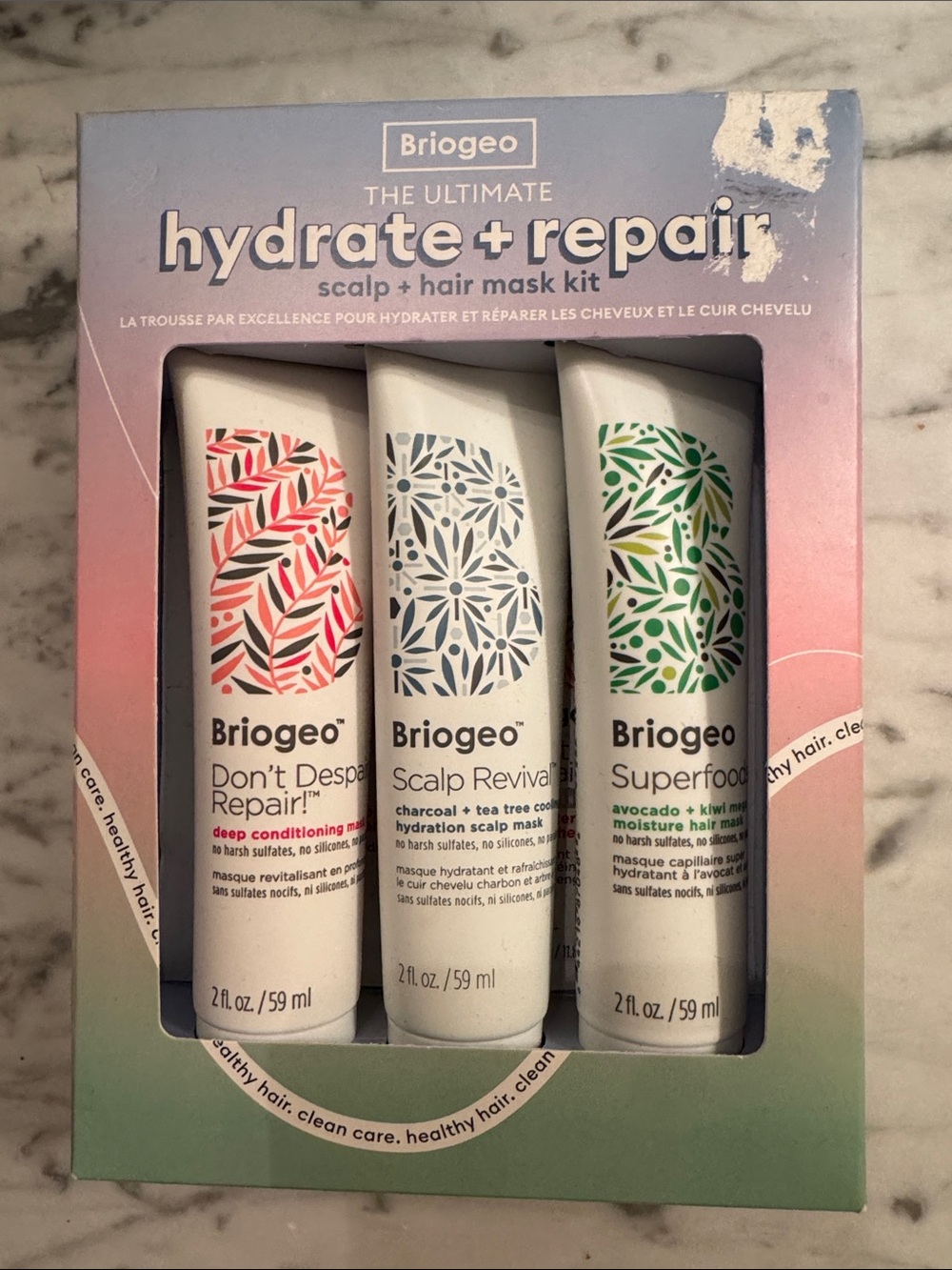 Briogeo Hydrate + Repair Trio with Pink, Blue, Green Accents